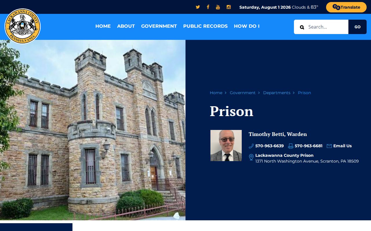 Lackawanna County Prison release record source for Susquehanna County detainees