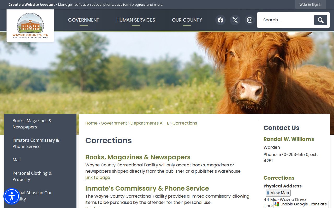 Wayne County Correctional Facility release verification source for Susquehanna detainees